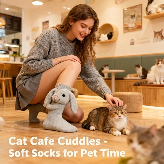 3D Animal Knit Socks Warm, Breathable Winter Floor Socks for Adults