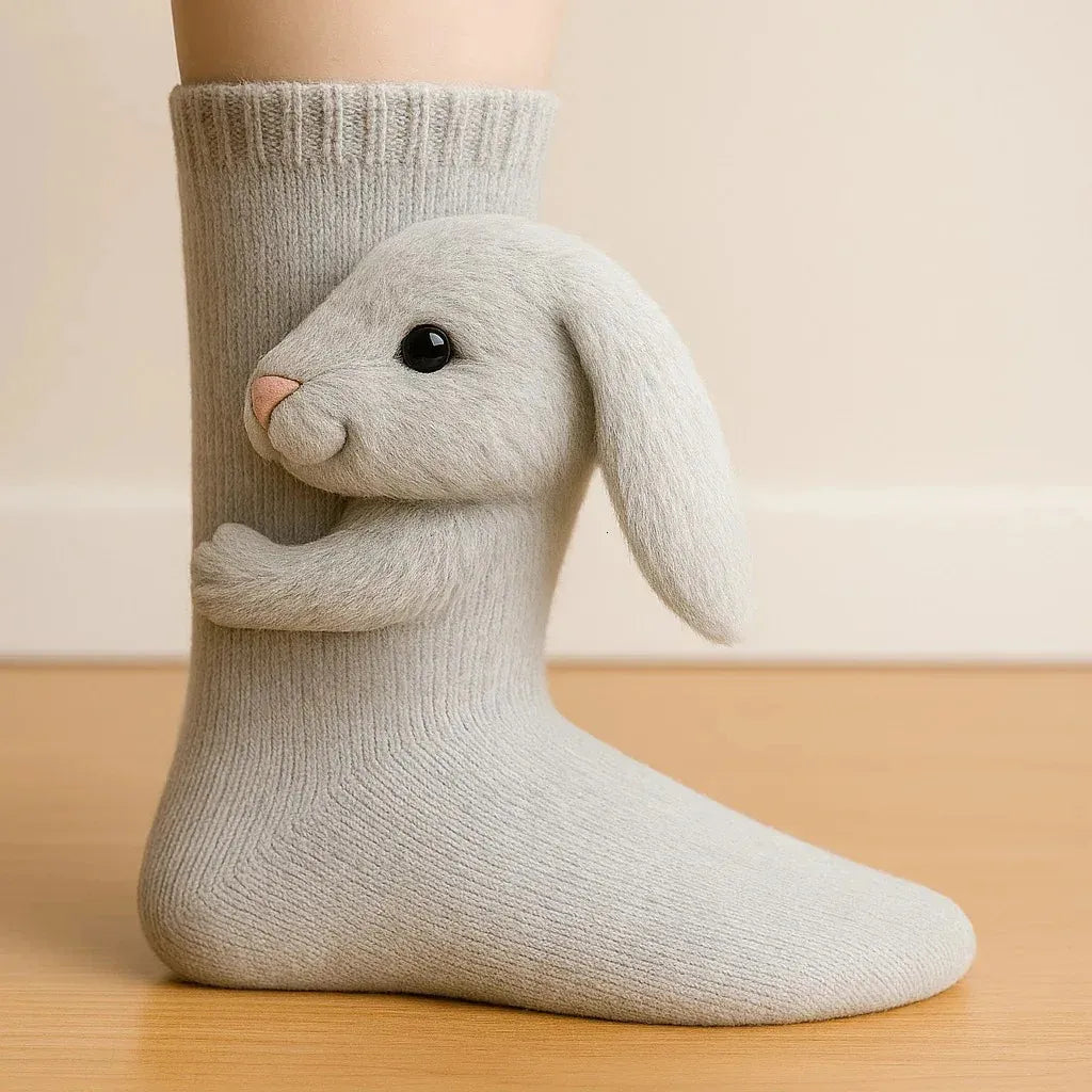 3D Animal Knit Socks Warm, Breathable Winter Floor Socks for Adults
